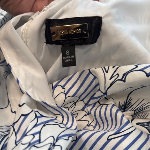 Alexia Admor Dresses & Skirts - Alexia Admor White and Blue Pinstripe/Floral Dress